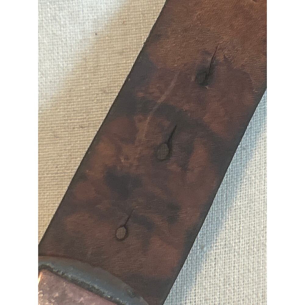 Round Heavy Brass Cross Buckle with Brown Leather Belt - Picture 3 of 10